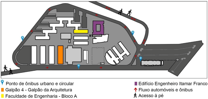 Figura 2 - Mapa de acessos da Faculdade de Engenharia da UFJF.  Disponível em: .  Acesso em: Outubro/2019.